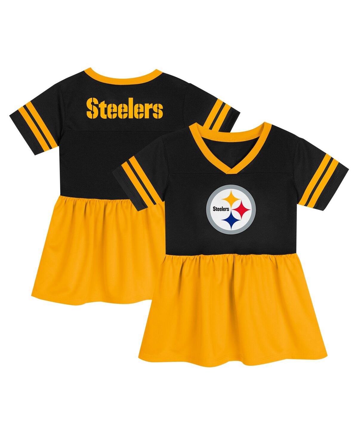 Outerstuff Girls Toddler Black Pittsburgh Steelers Stadium Lights Fashion Jersey Dress In Multi