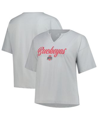 Fanatics - Women's Gray Ohio State Buckeyes Plus Size Winning Gear Notch Neck T-Shirt