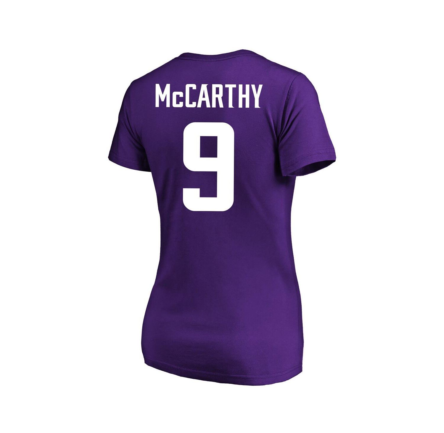 Women's J.J. McCarthy Purple Minnesota Vikings Plus Size Fair Catch Name & Number Scoop Neck T-Shirt