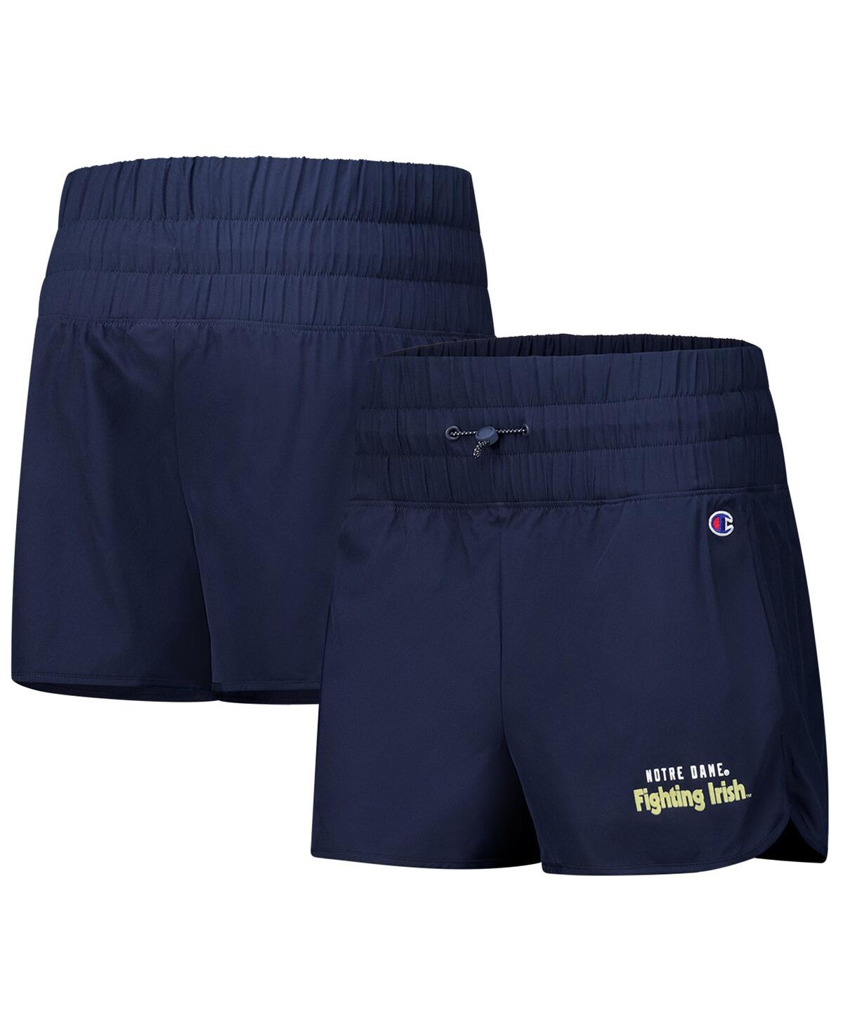 Champion Women's Navy Notre Dame Fighting Irish Tailgate Her Woven Shorts In Blue