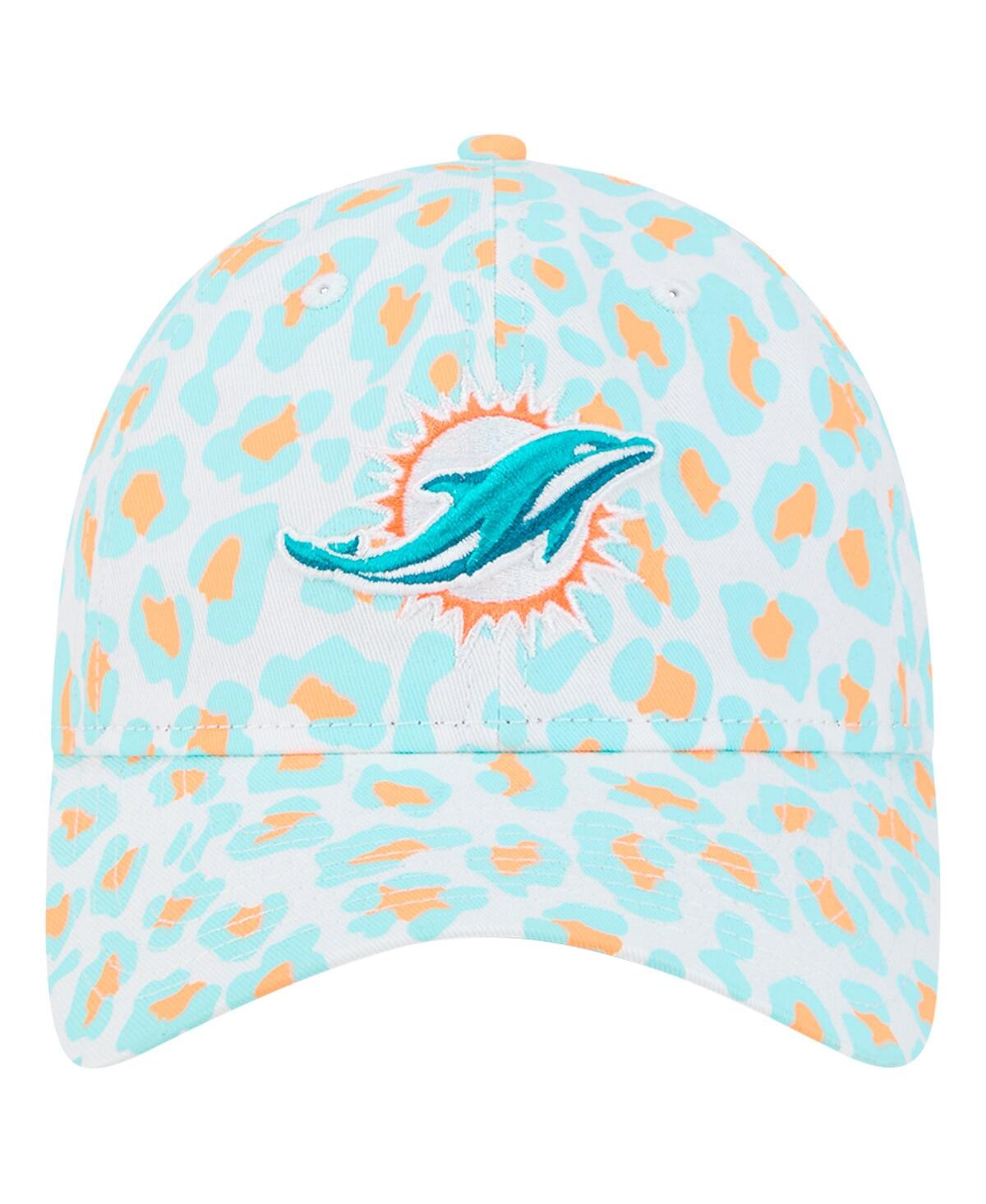 New Era Preschool White Miami Dolphins Active Leopard 9twenty Adjustable Hat In Blue
