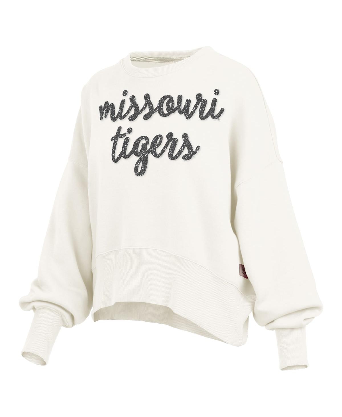 Pressbox Women's Cream Missouri Tigers Oversized Chelsea Waist Length Pullover Sweatshirt
