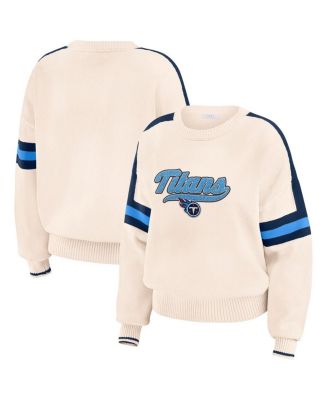 WEAR by Erin Andrews - Women's Cream Tennessee Titans Stripe Pullover Sweater
