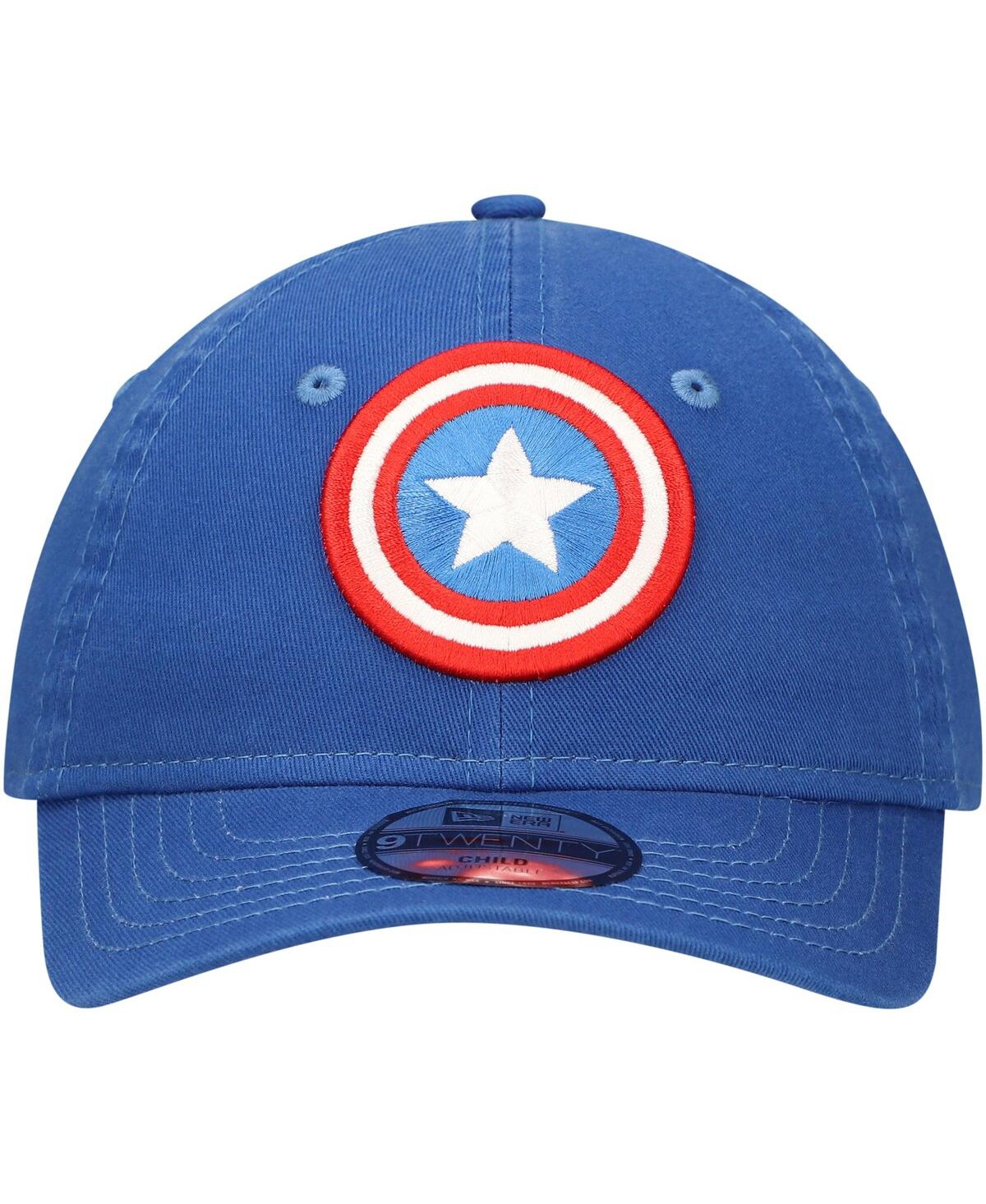 New Era Big Boys And Girls Blue Captain America 9twenty Adjustable Hat In Blue