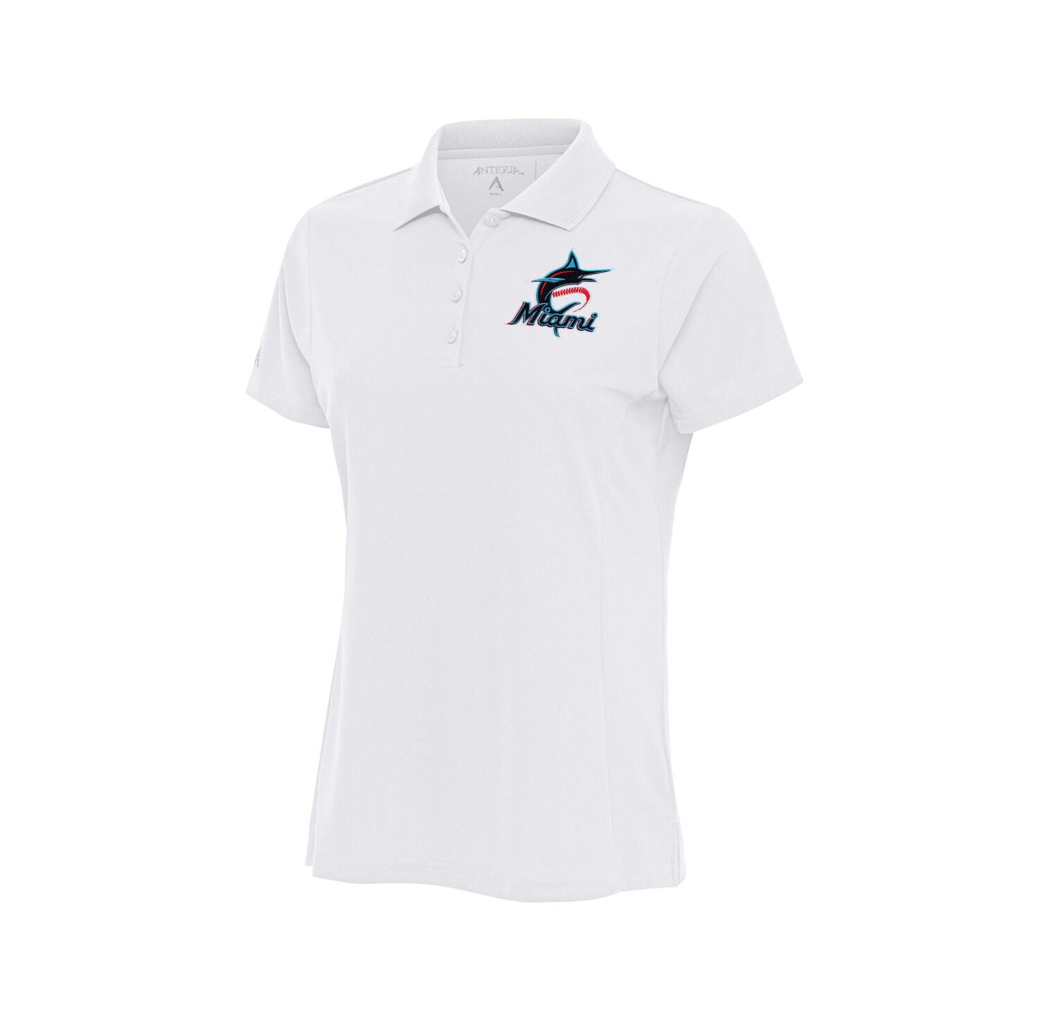 Women's White Miami Marlins Logo Legacy Pique Polo Shirt