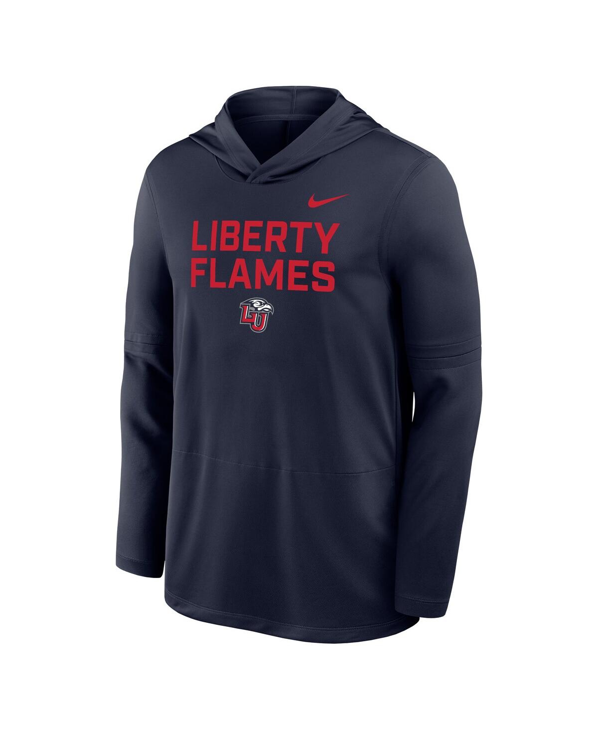 Nike Men's Navy Liberty Flames Sideline Dri-fit Lightweight Sweatshirt In Blue