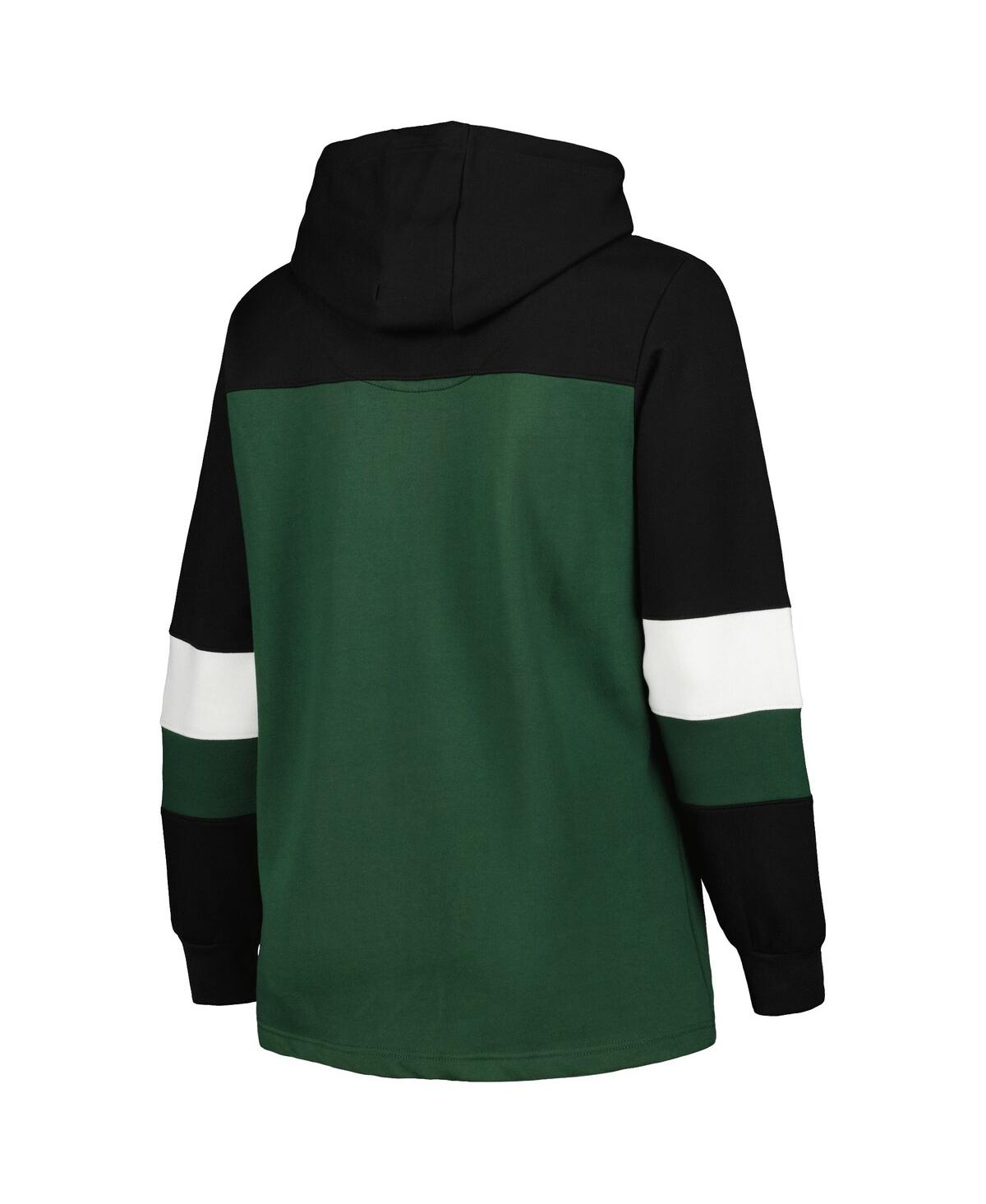 Profile Women's Green Michigan State Spartans Plus Size Color-block Pullover Hoodie In Green