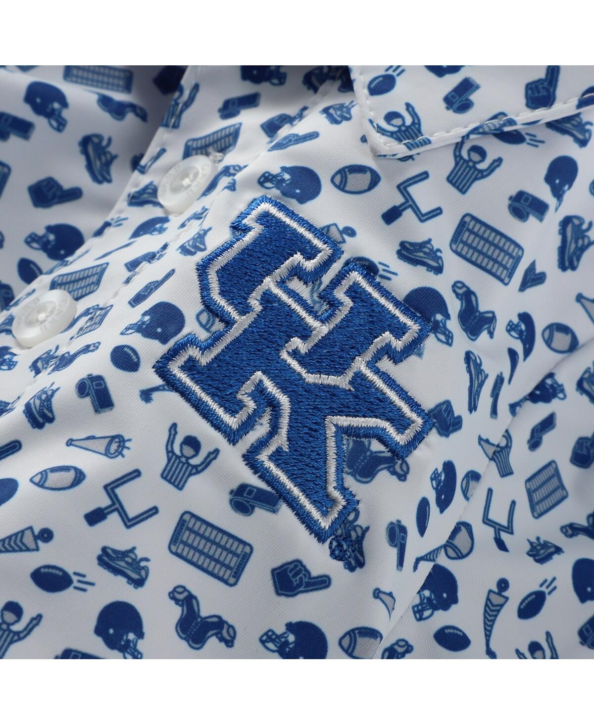 Garb Baby Boys and Girls White/Royal Kentucky Wildcats Tom Allover Print Performance Polo Bodysuit