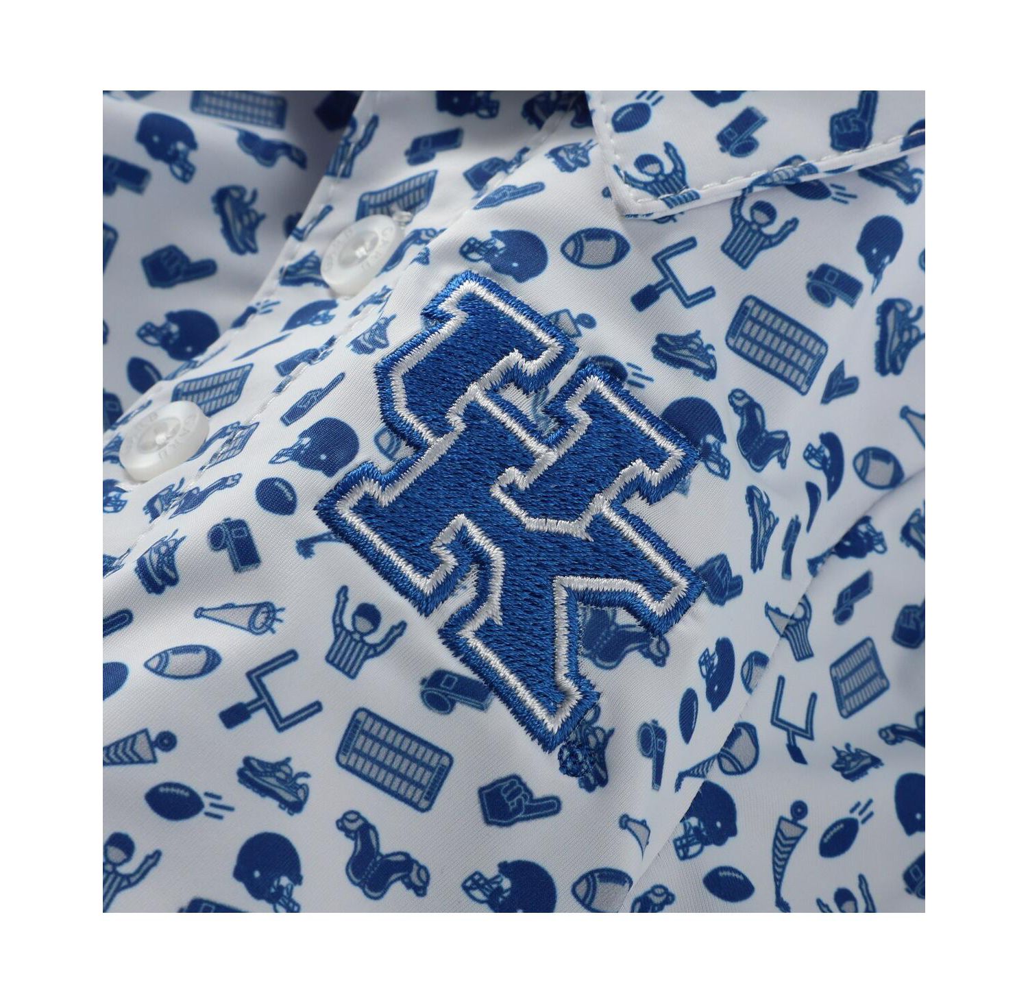 Baby Boys and Girls White/Royal Kentucky Wildcats Tom Allover Print Performance Polo Bodysuit