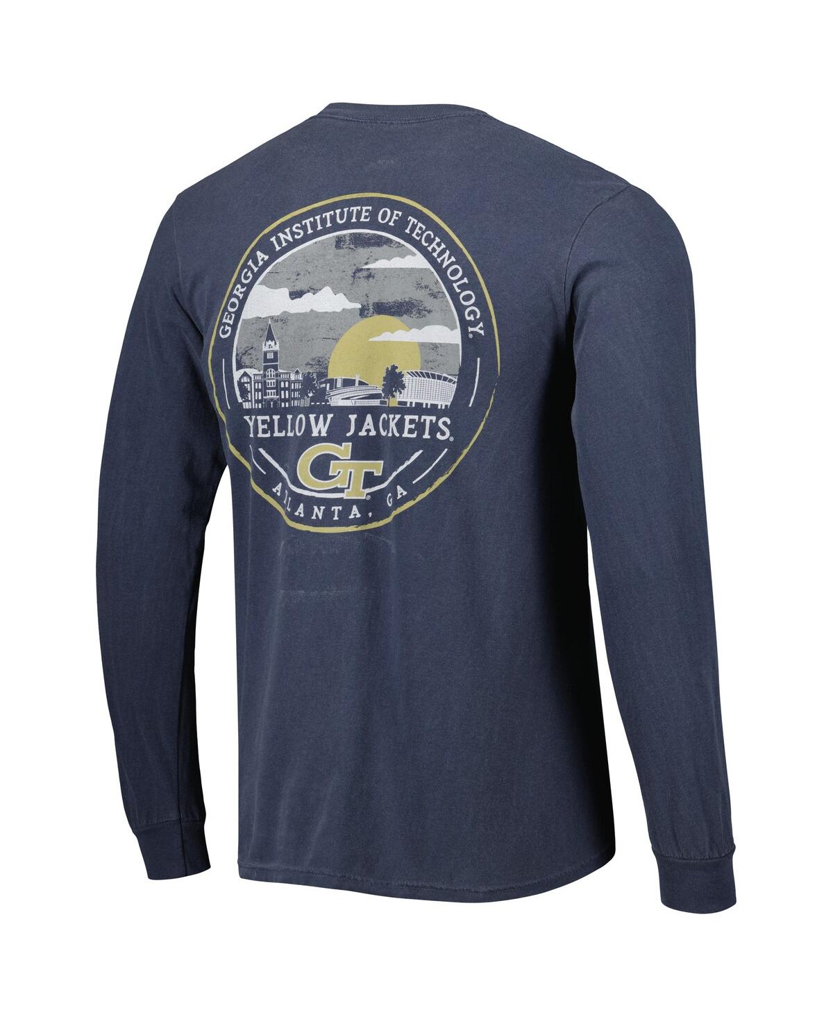 Image One Men's Navy Georgia Tech Yellow Jackets Circle Campus Scene Long Sleeve T-shirt In Blue