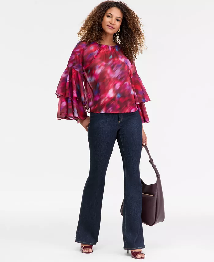 Women's Printed Ruffled Top - thumbnail 3