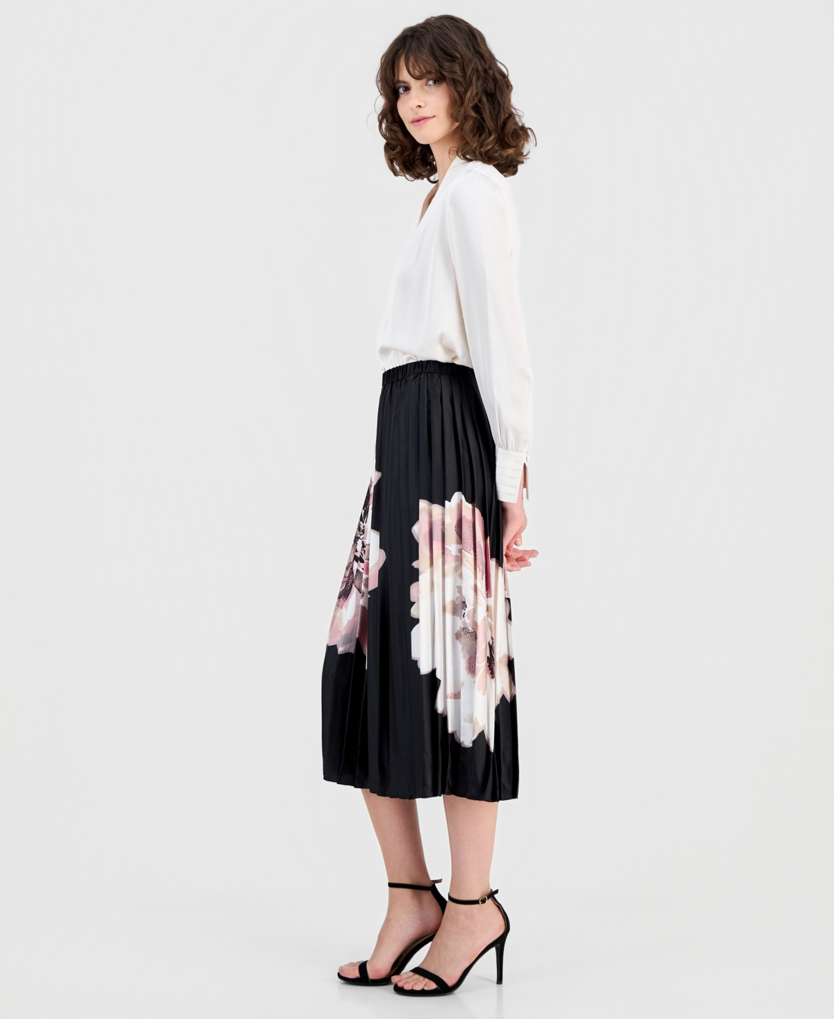 Anne Klein Women's Printed Pleated Midi Skirt