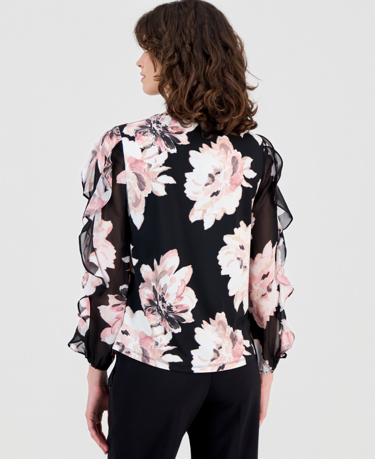 Anne Klein Women's Ruffled Floral-Print Blouse