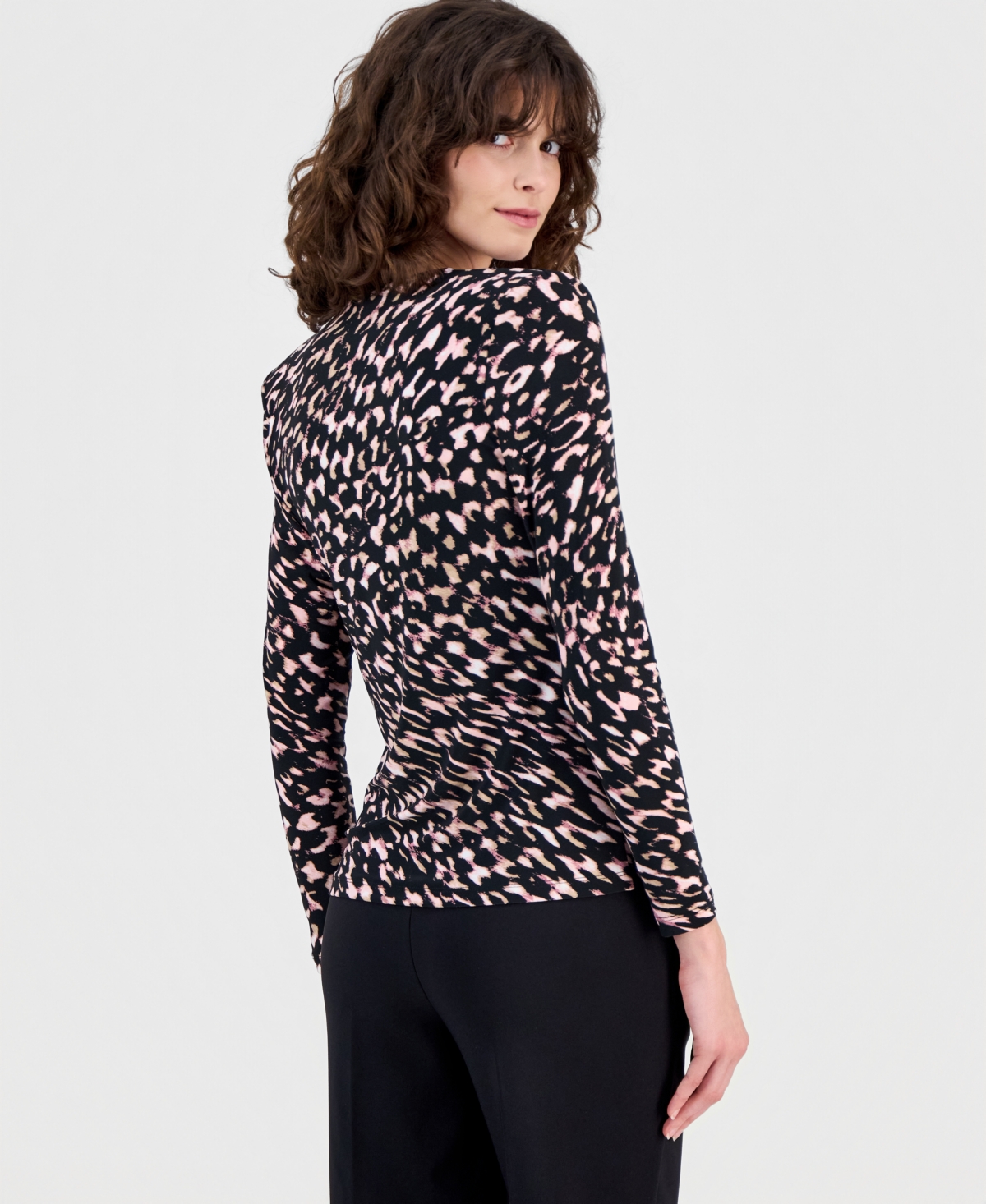 Anne Klein Women's Printed Cowlneck Top
