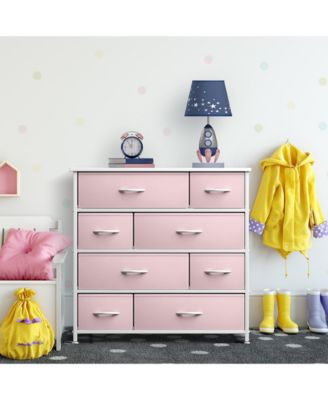 Dresser with 8 Drawers - Storage Chest Organizer with Steel Frame, Wood Top, Handles, Fabric Bins