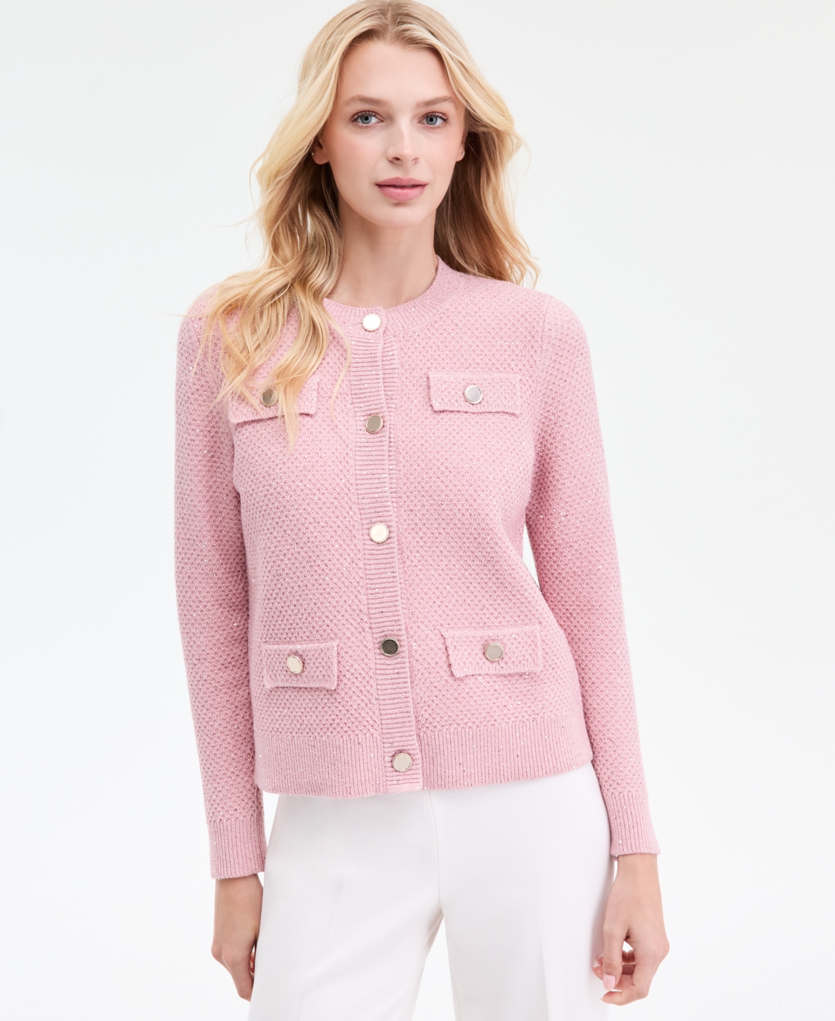 Anne Klein Women's Glitz Lady Crewneck Cardigan
