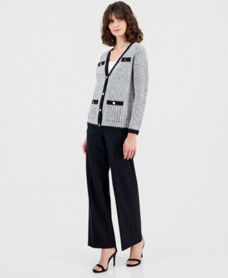 Women's Contrast-Trim Knit Cardigan