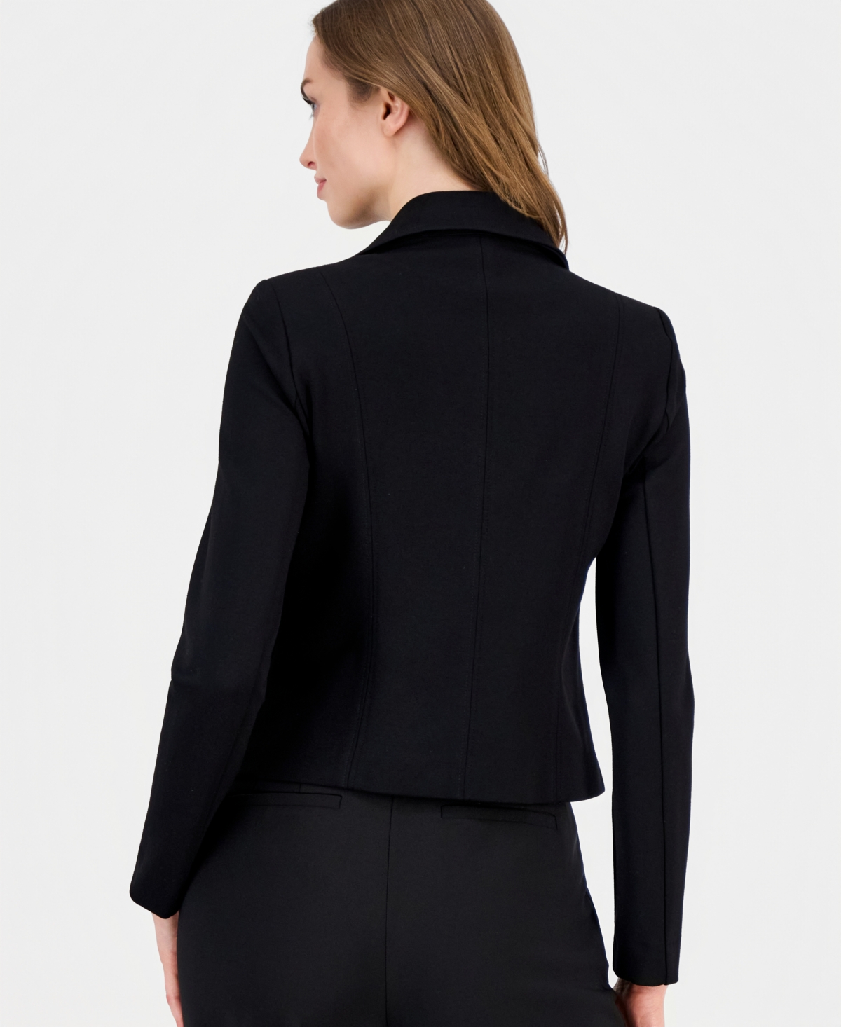 Anne Klein Women's Notched Collar Knit Moto Jacket In Black