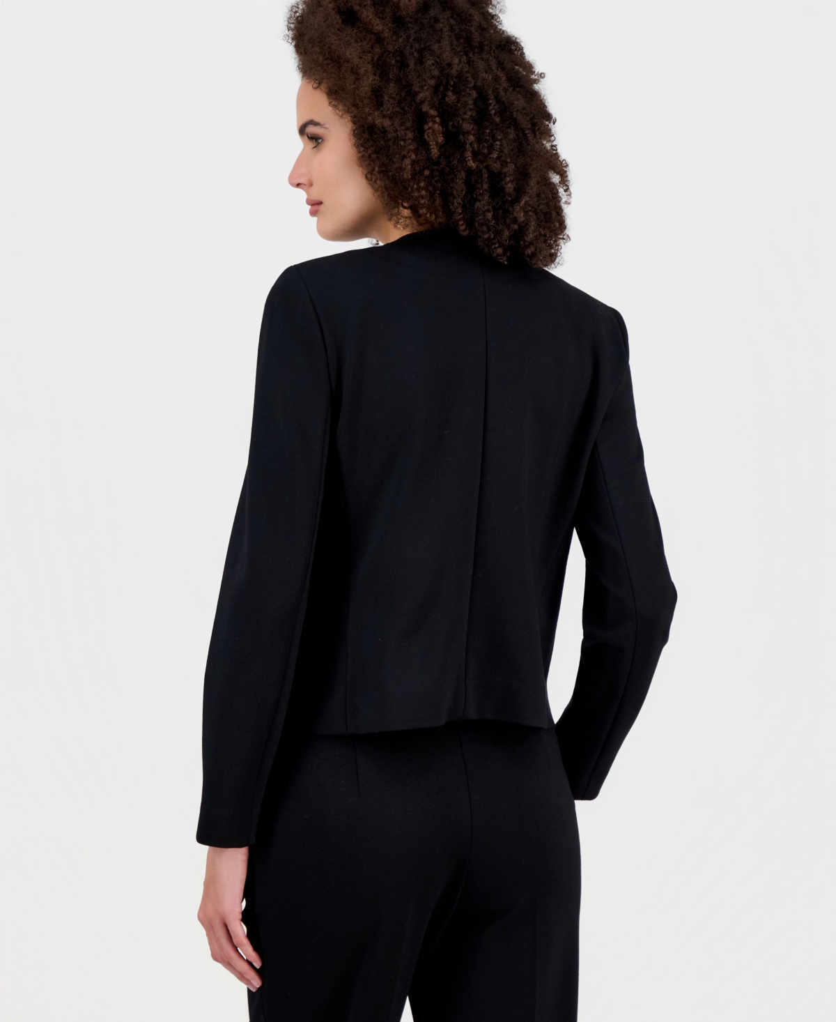 Anne Klein Women's Crewneck Button-front Blazer In Black