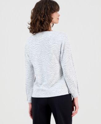 Women's Animal Print Boat Neck Sweater