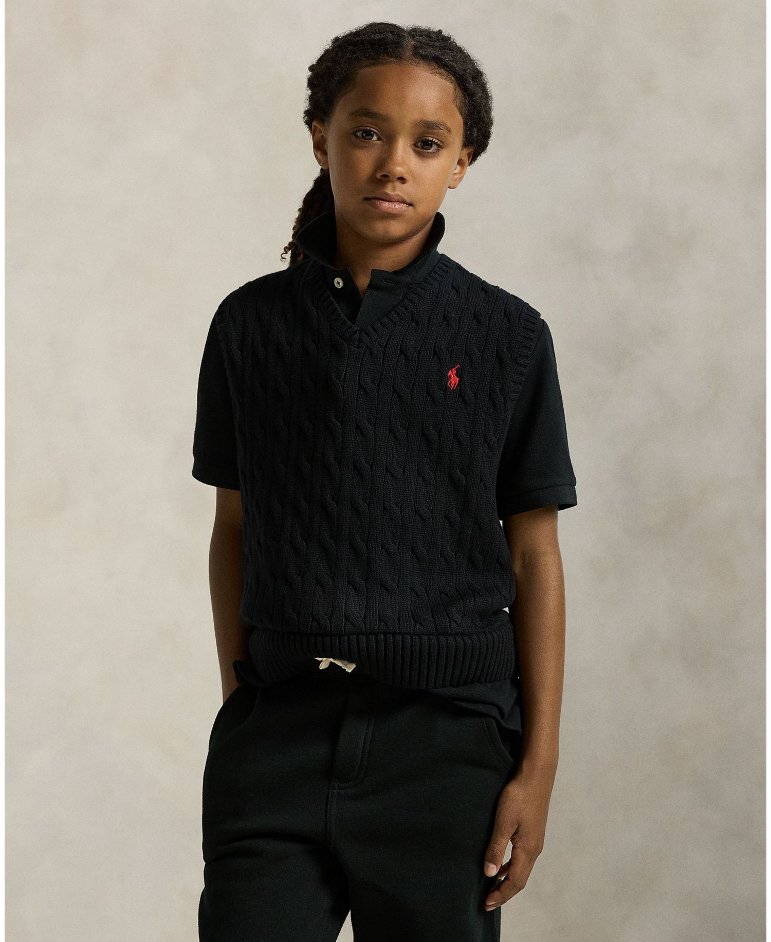 Big Boys Cable- Knit Sweater Vest