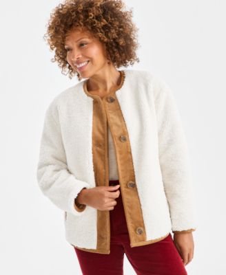 Style & Co - Women's Corduroy Trim Fleece Jacket