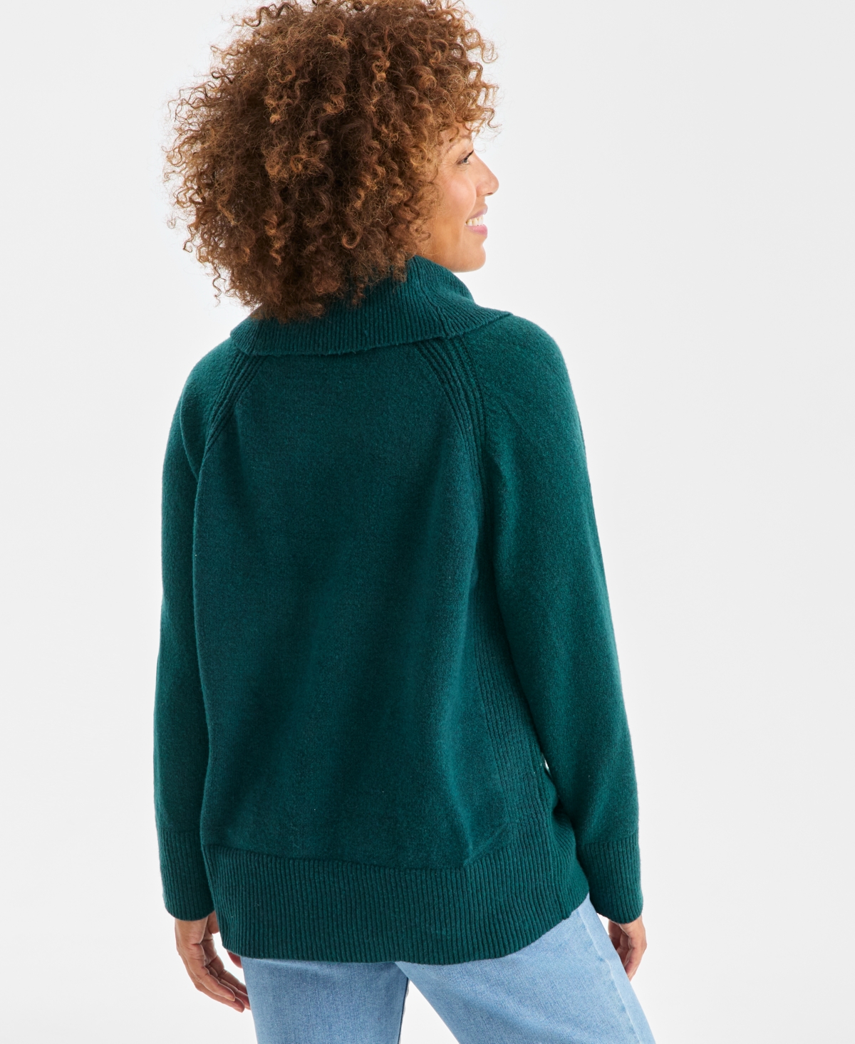 Style & Co Petite Cowl Neck Sweater, Macy's Exclusive In Green