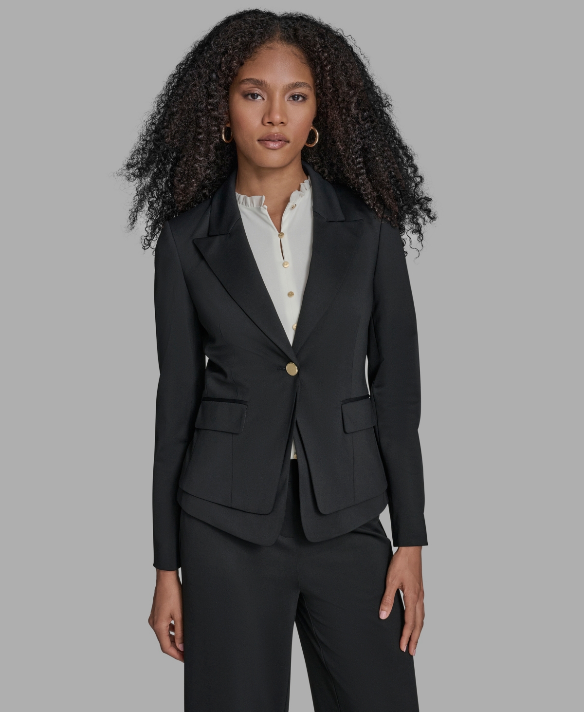 Bcbg Women's Padded Shoulder Open Front Jacket In Multi