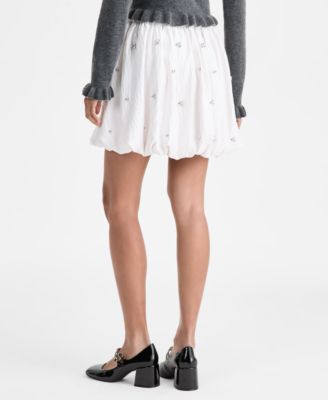 Women's Embellished Bubble-Hem Mini Skirt