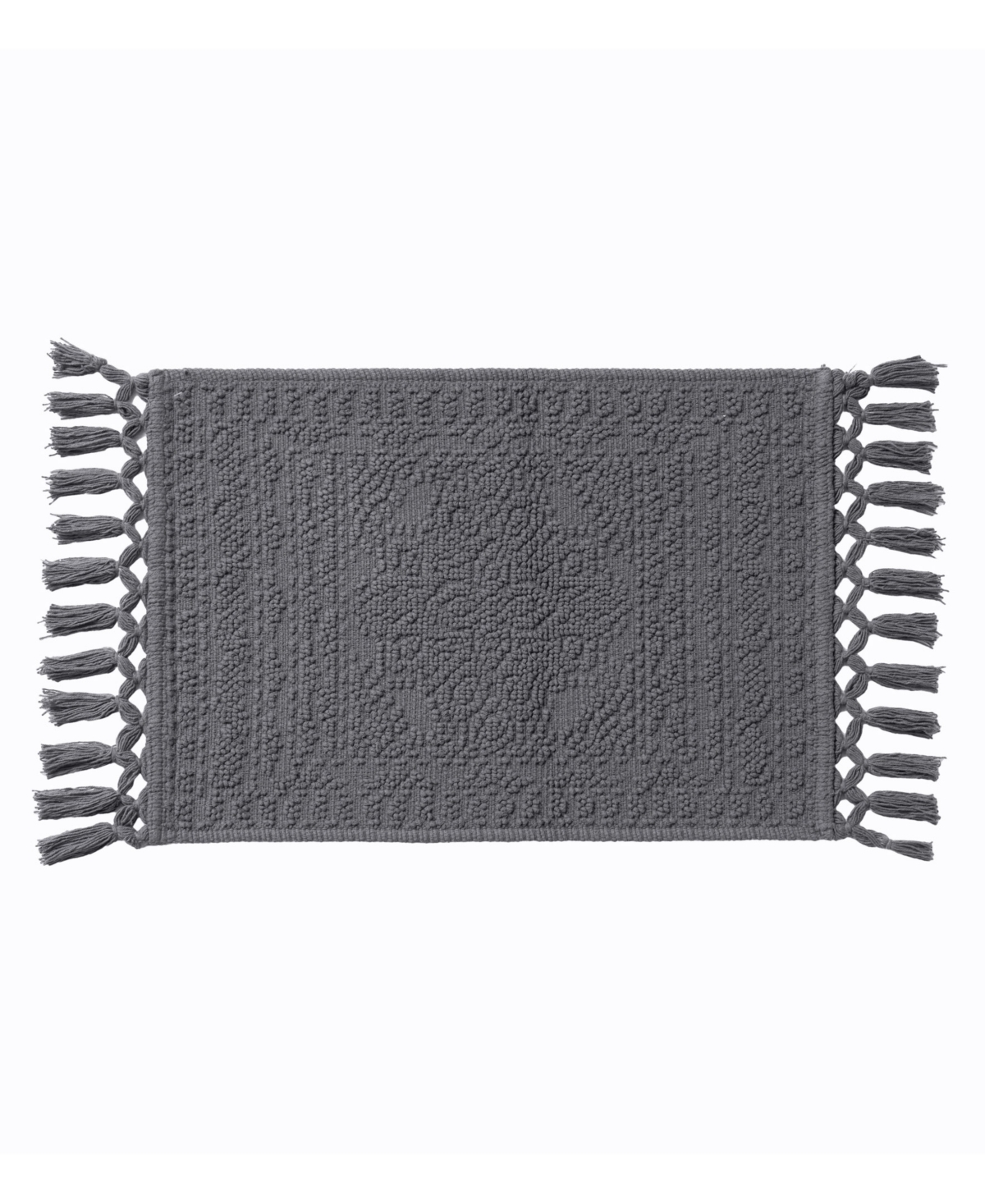 French Connection Nellore Fringe Cotton 17" X 28" Bath Rug In Gray