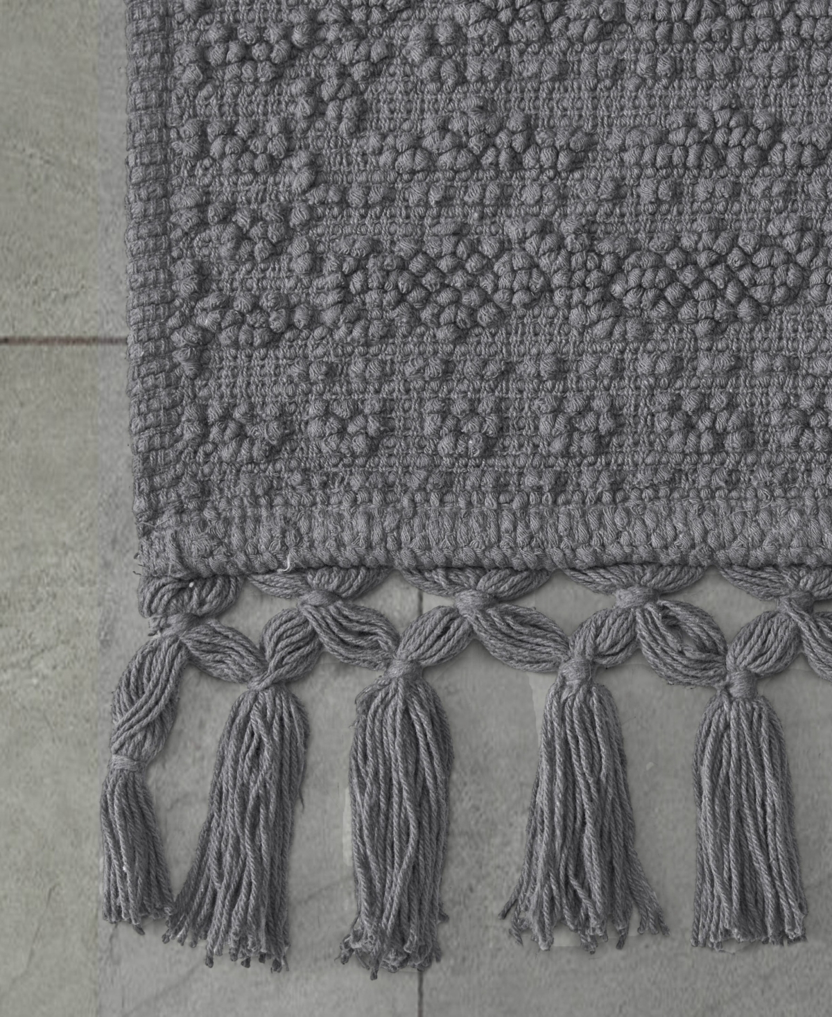 French Connection Nellore Fringe Cotton 17" X 28" Bath Rug In Gray