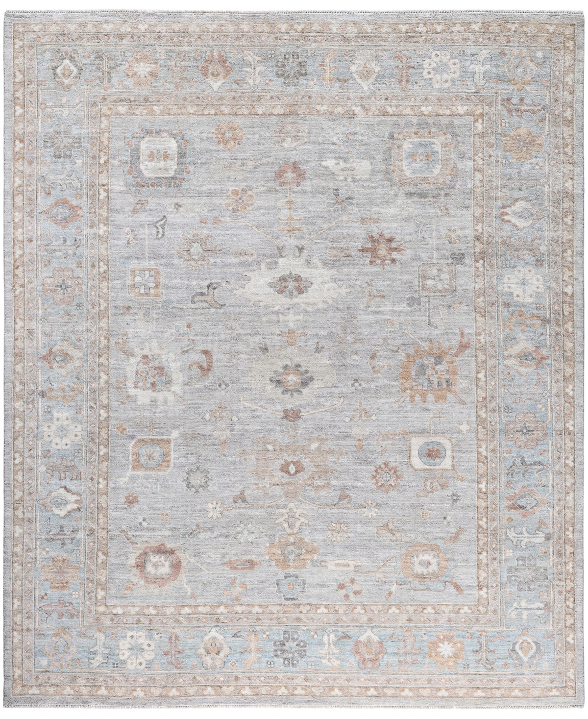 Adorn Hand Woven Rugs Colorful Oushak M0103-51 8'4"x9'10" Area Rug In Gray