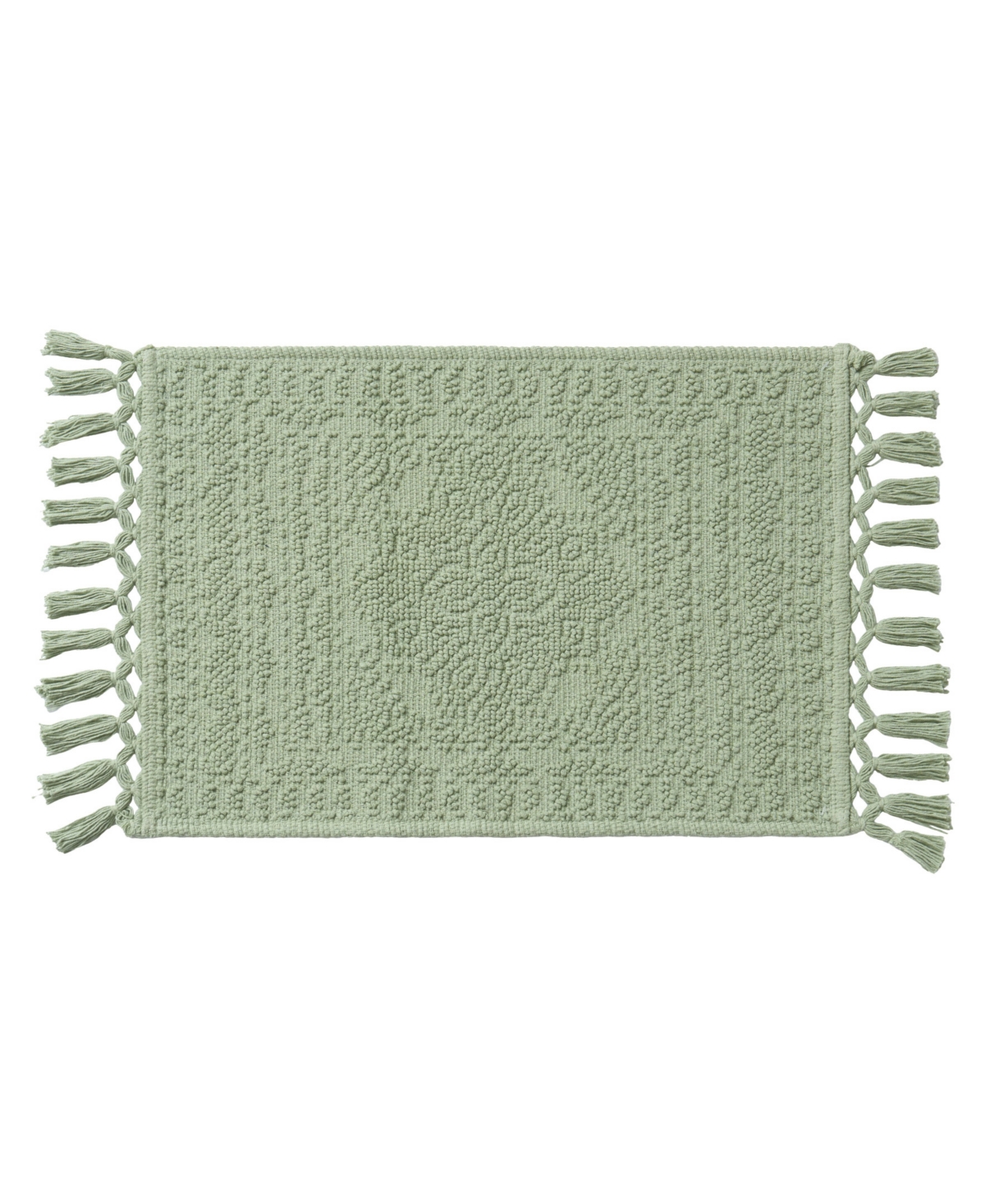 French Connection Nellore Fringe Cotton 17" X 28" Bath Rug In Green
