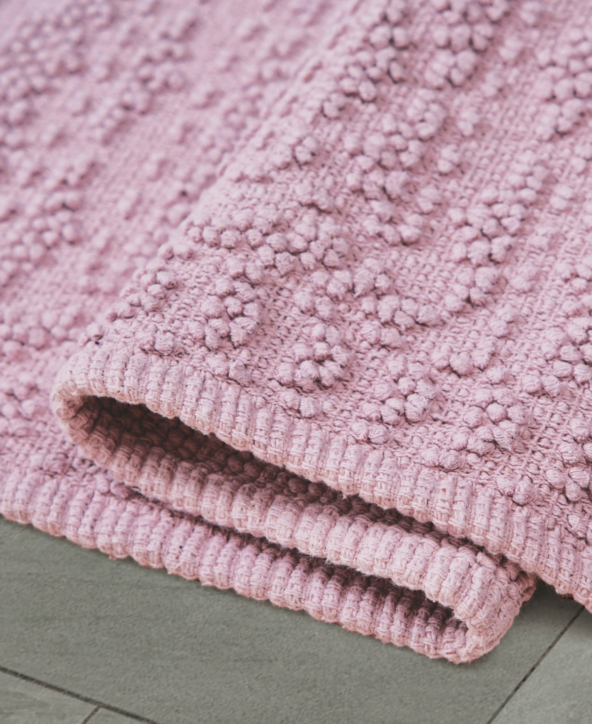 French Connection Nellore Fringe Cotton 17" X 28" Bath Rug In Pink