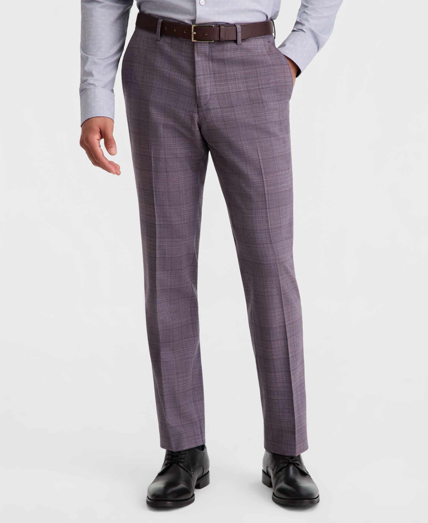 Мужские брюки Ted Baker Modern-Fit Wool-Blend Plaid Suit Separate, цвет: Фиолетовый — фото 3