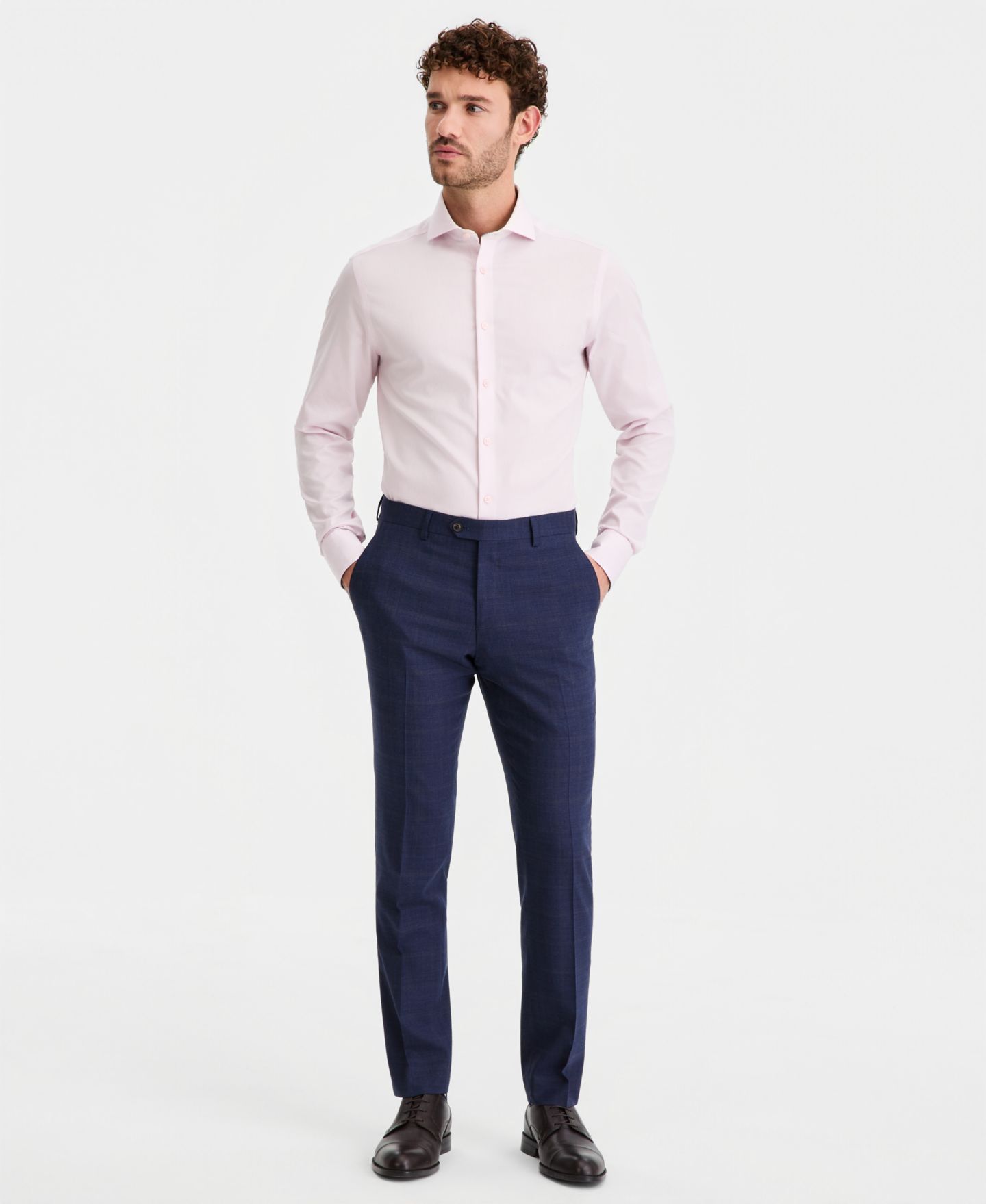 Мужские брюки Ted Baker Modern-Fit Wool-Blend Windowpane Suit Separates, цвет: Синий коричневый — фото 1