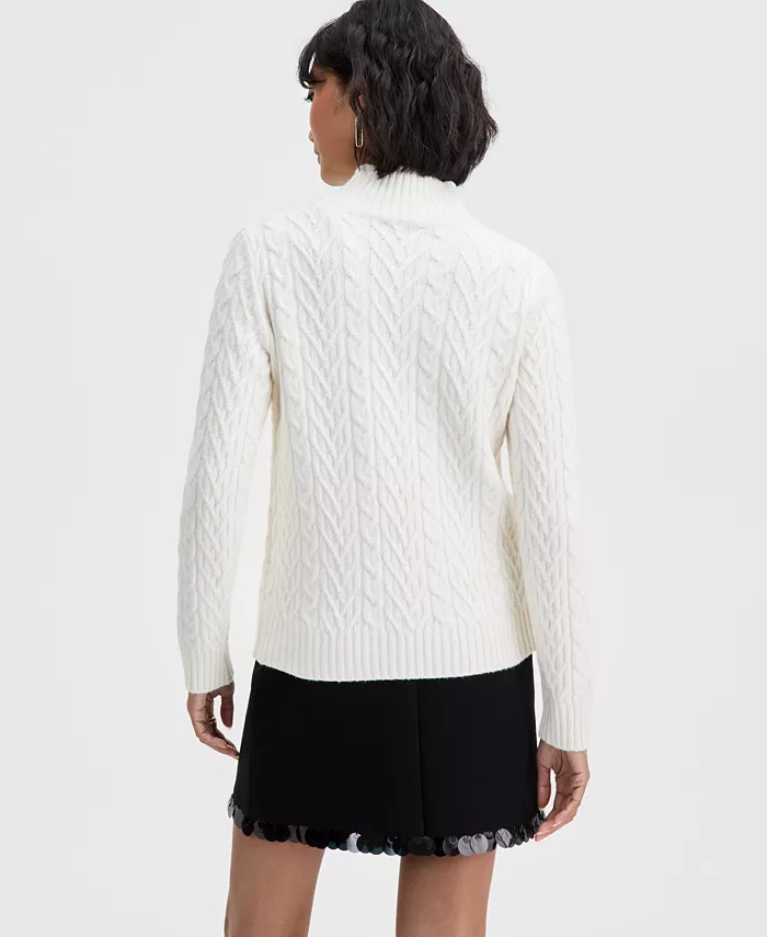 Women's Mock-Neck Cable Sweater - thumbnail 5