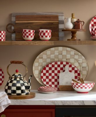 Mocha Check Large Oval Platter