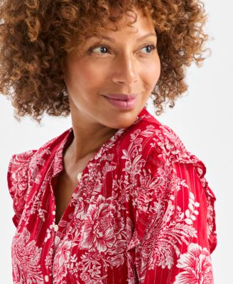 Women's Printed Shine Long Sleeve Blouse, Macy's Exclusive