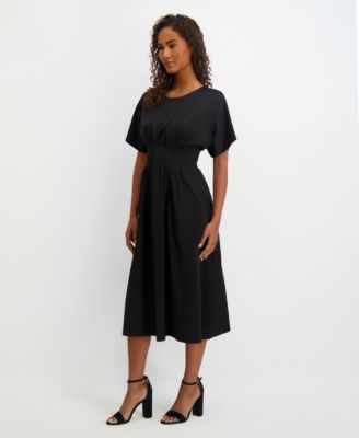 Women's Dolman-Sleeve Cinched-Waist Midi Dress
