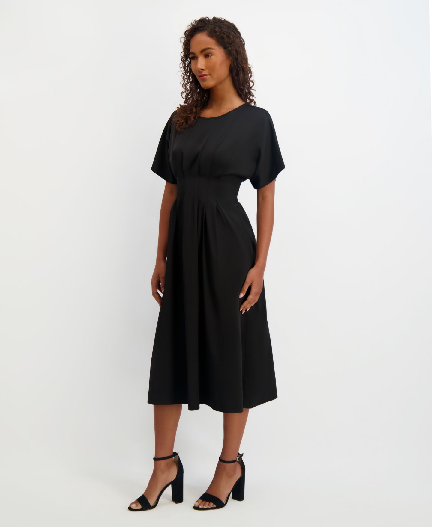 Женское платье Kensie Dolman-Sleeve Cinched-Waist Midi, цвет: Чёрный — фото 2