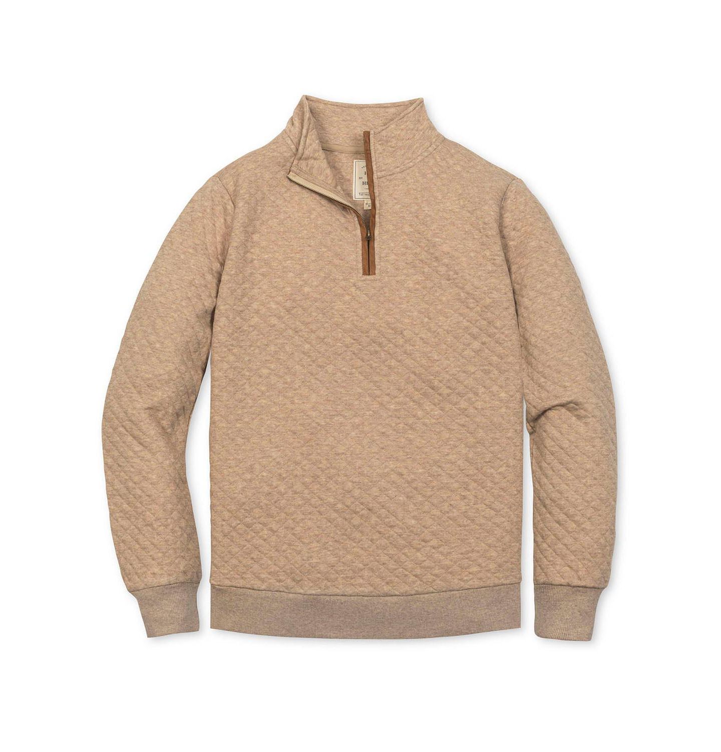 Мужской свитер Hope & Henry Quilted Half Zip Pullover, цвет: Верблюжий меланжевый — фото 5