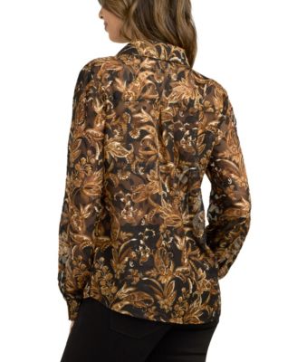 Women's Jacquard Burnout Print Top