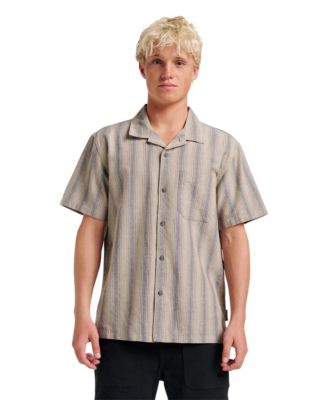 Men's Oxford Stripe Casual Short Sleeve Shirt