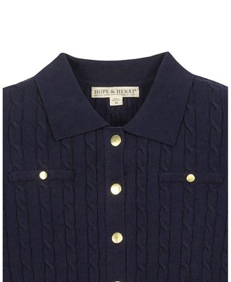 Women's Organic Cable Knit Collared Cardigan Sweater