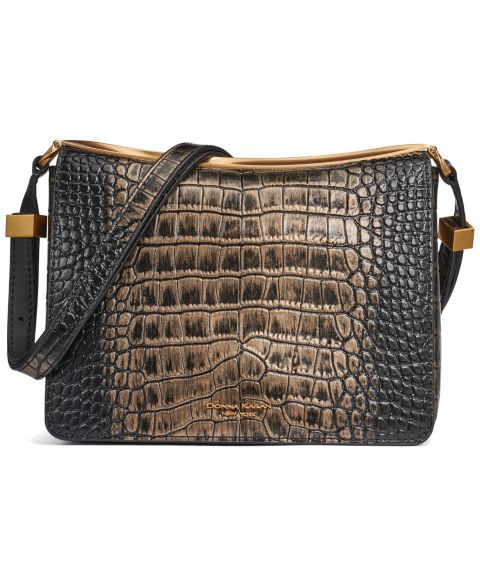 Женская сумка на плечо Donna Karan New York Jericho из металлизированной кожи, цвет: Чёрный / Золотой