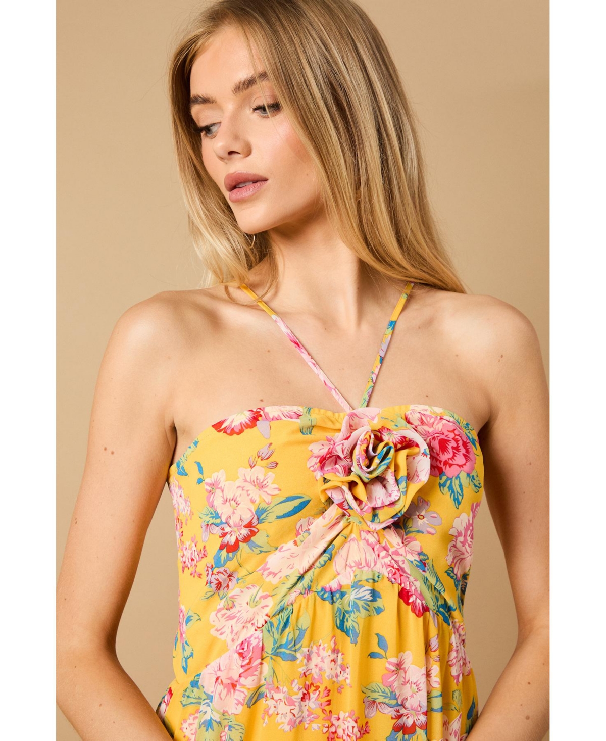 Oasis Women's Rosette Detail Halterneck Midi Dress