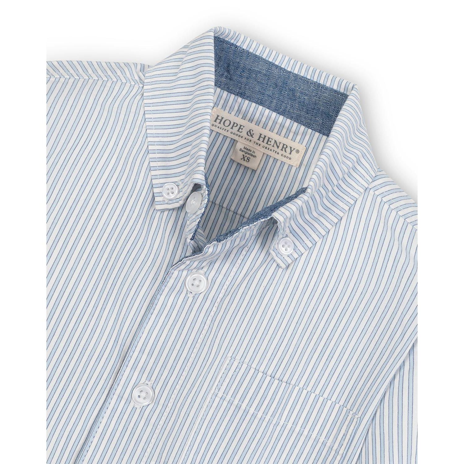 Hope and Henry Boys' Stretch Poplin Long Sleeve Button Down Shirt, Kids