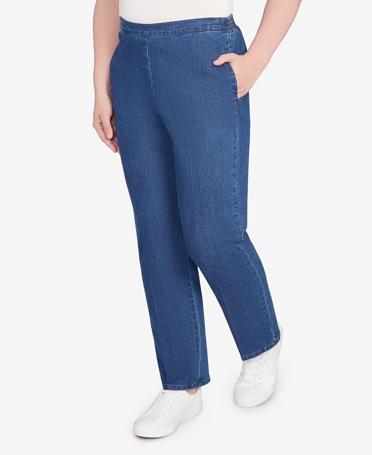 Alfred Dunner Petite Sunset Canyon All Around Elastic Short Length Denim Jeans In Blue