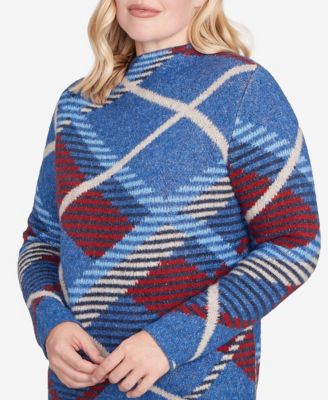 Petite Sunset Canyon Exploded Plaid Mock Neck Sweater
